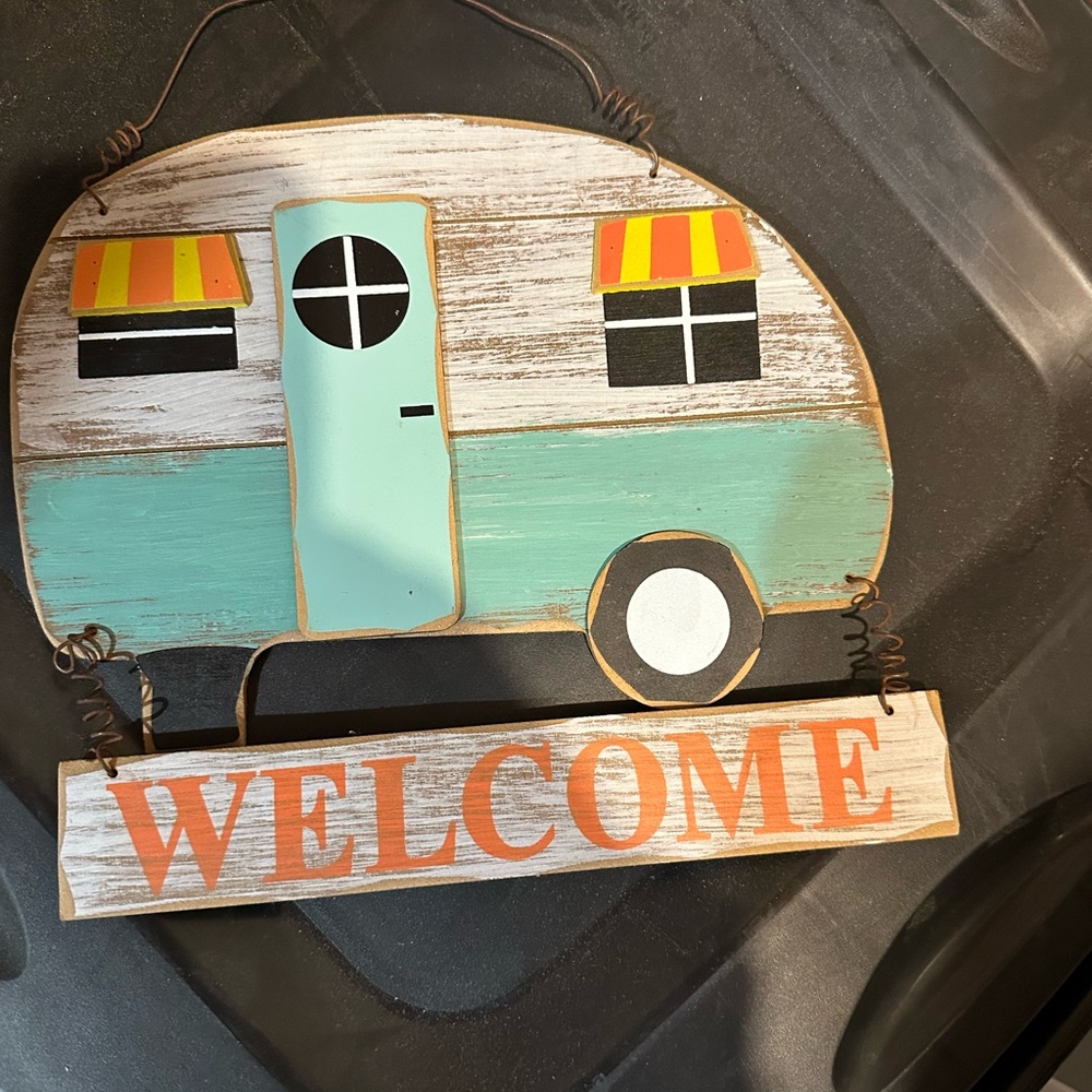 Colorful Camper Welcome Sign